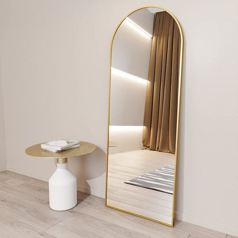 Arched Full Length Floor Mirror 64"x21.1" Full Body Standing Mirror,Gold