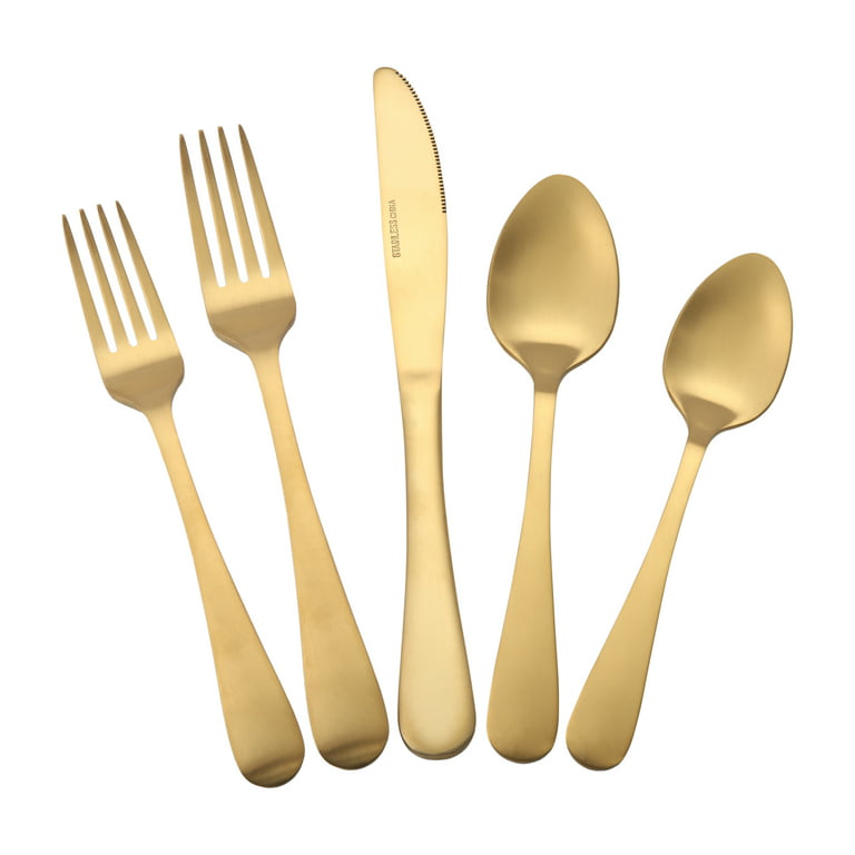 20 Pieces Arlo Gold Flatware Set with Matte Finish, Service for 4