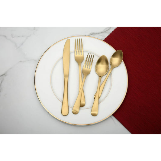 20 Pieces Arlo Gold Flatware Set with Matte Finish, Service for 4