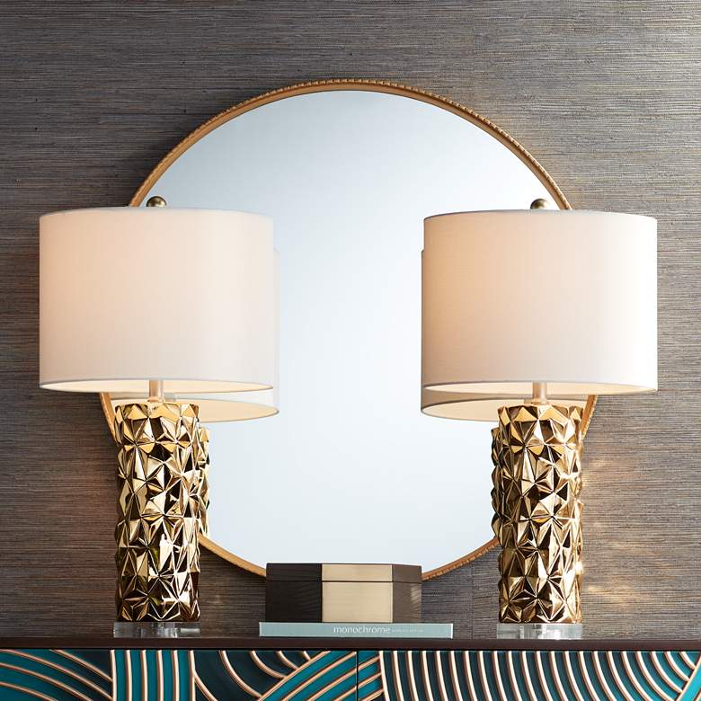 Gold Ceramic Modern Table Lamps Set of 2 .