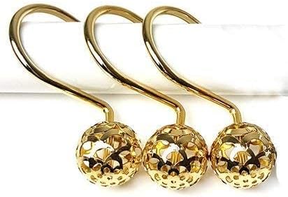 Gold Shower Curtain Rings Hooks Easy Roller Ball Shower Curtain Rings Hooks 12 Count