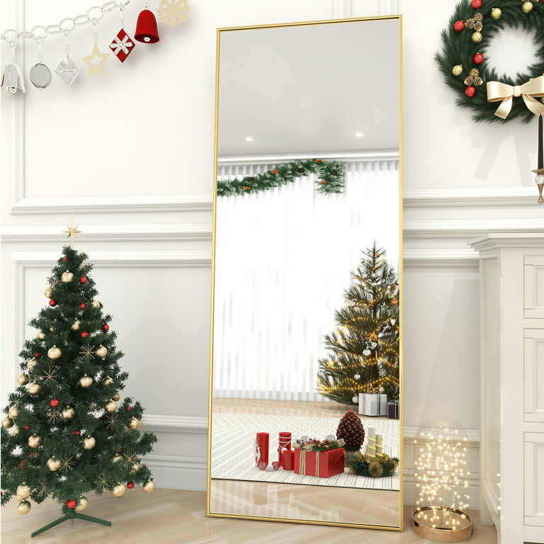 Full Length Mirror Rectangle Body Dressing Floor Standing Mirrors, Gold