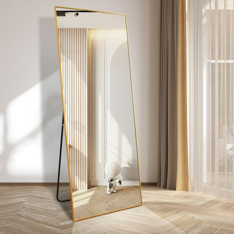 Full Length Mirror Rectangle Body Dressing Floor Standing Mirrors, Gold