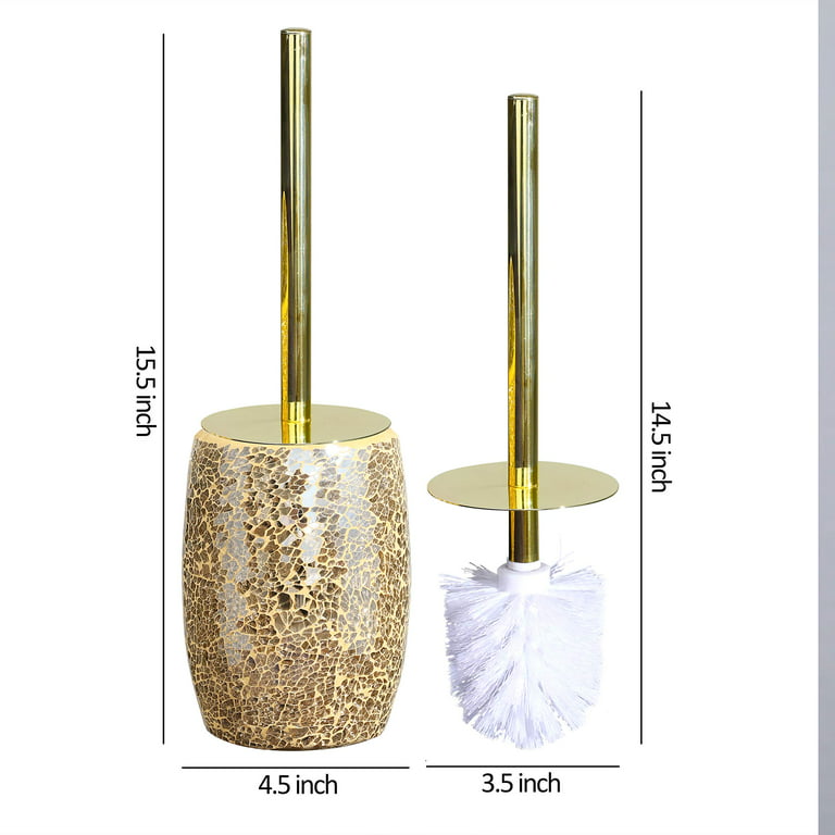 Bathroom Accessories Toilet Brush Set - Toilet Bowl Brush and Holder (Gold