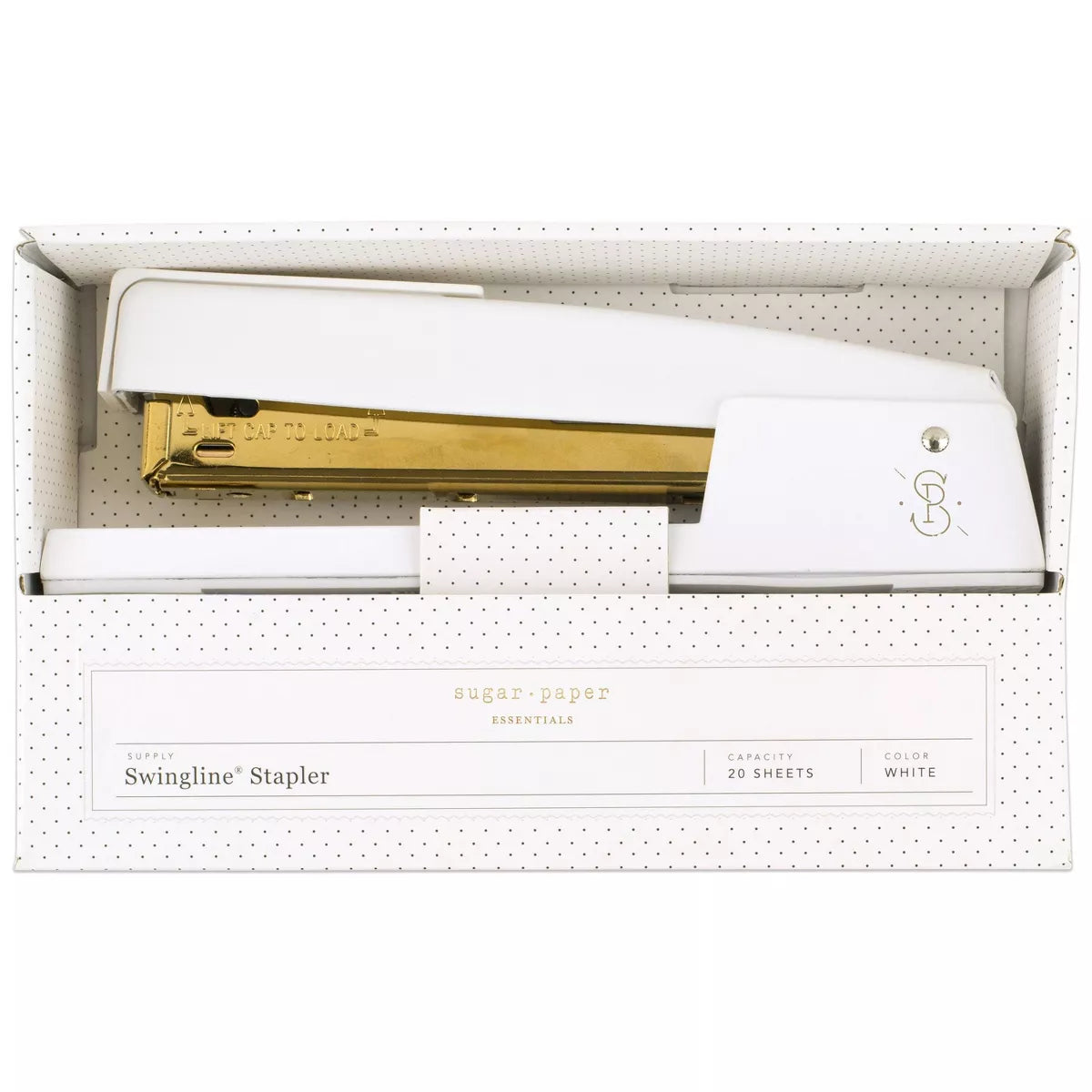 20 Sheet Capacity Stapler White/Gold - Sugar Paper Essentials: Fancy Office Stapler, Metal, Non-Powered Desk Tool