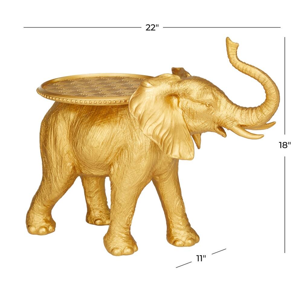 Gold Resin Elephant Sculpture - 18 x 22 x 11