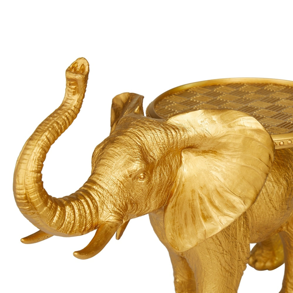 Gold Resin Elephant Sculpture - 18 x 22 x 11