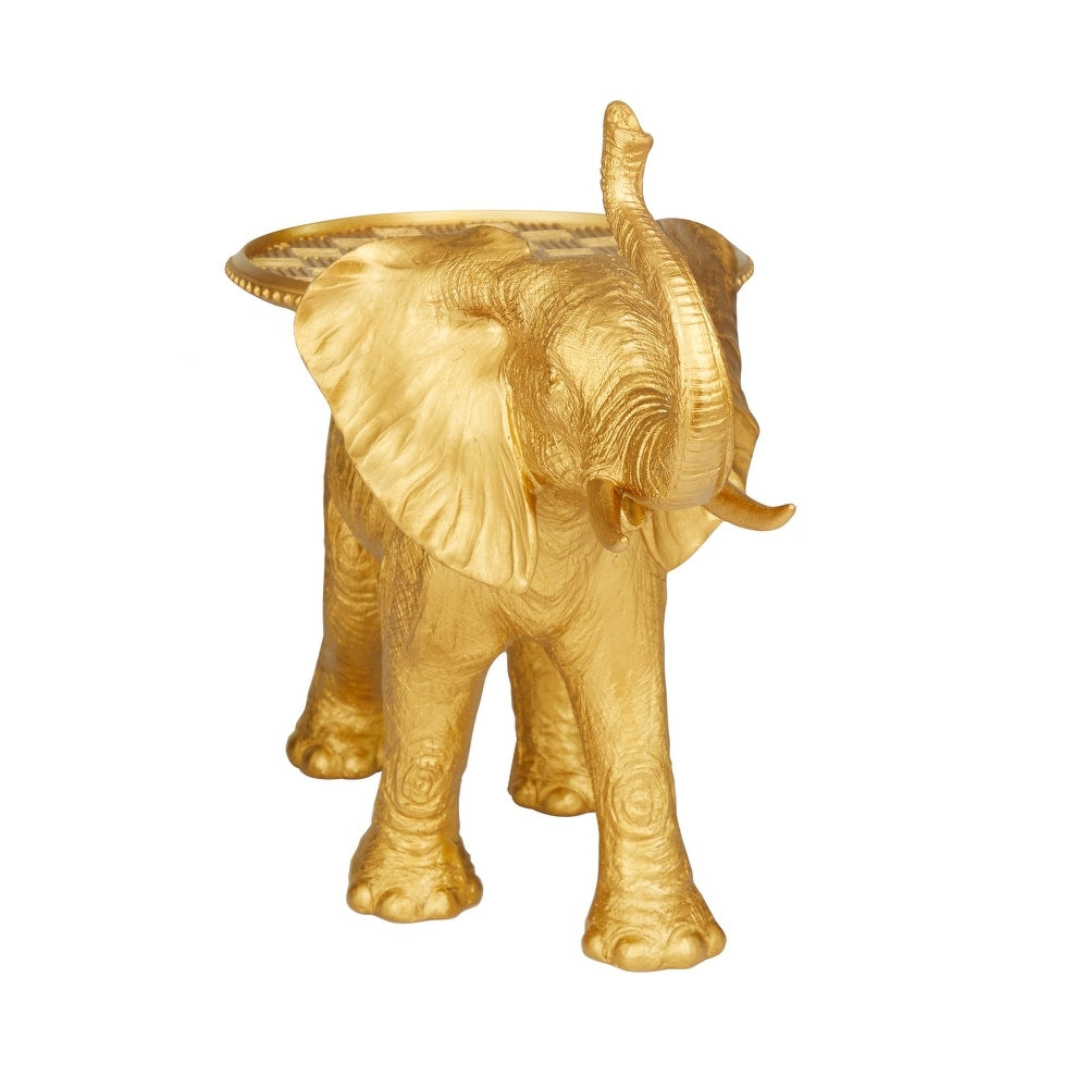 Gold Resin Elephant Sculpture - 18 x 22 x 11