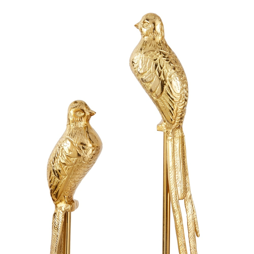 Gold aluminum Eclectic Sculpture Bird (Set of 2) - S/2 33", 28"H