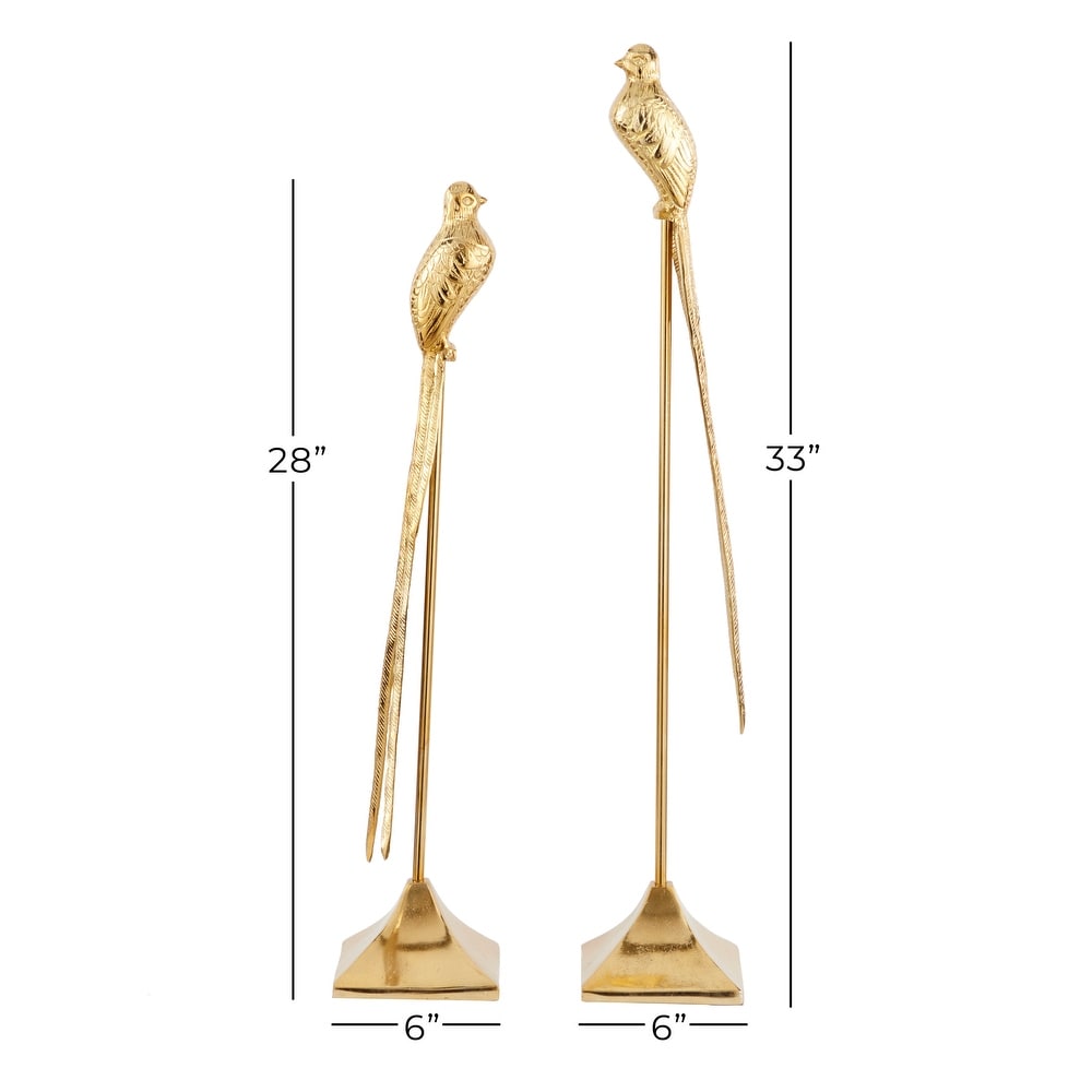 Gold aluminum Eclectic Sculpture Bird (Set of 2) - S/2 33", 28"H