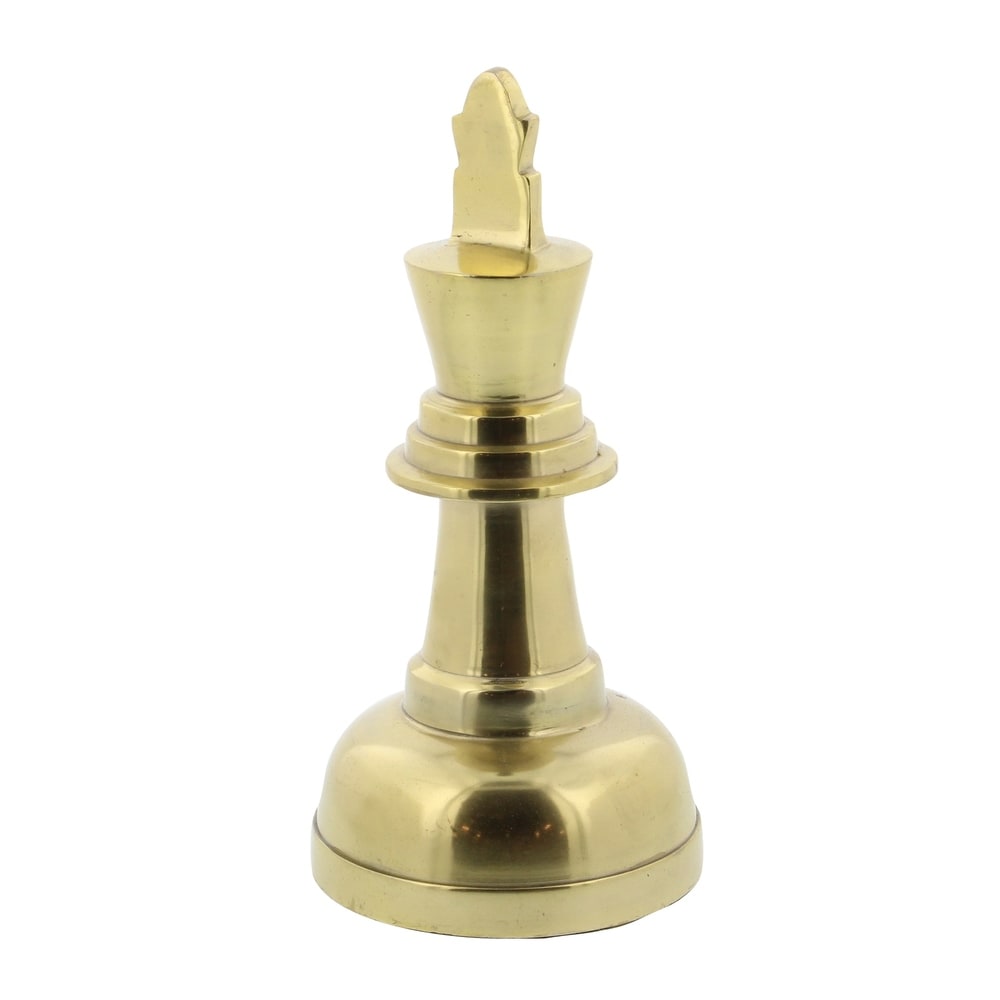 Gold Aluminum Chess Sculpture with Knight, Queen and King (Set of 3) - S/3 4"W, 9"H