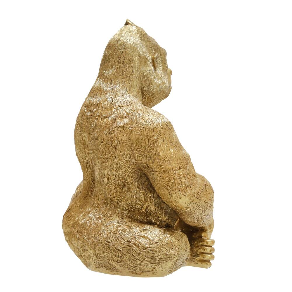 Sitting Gorilla Figurine, Gold 13"H - 9.0" x 8.0" x 13.0"