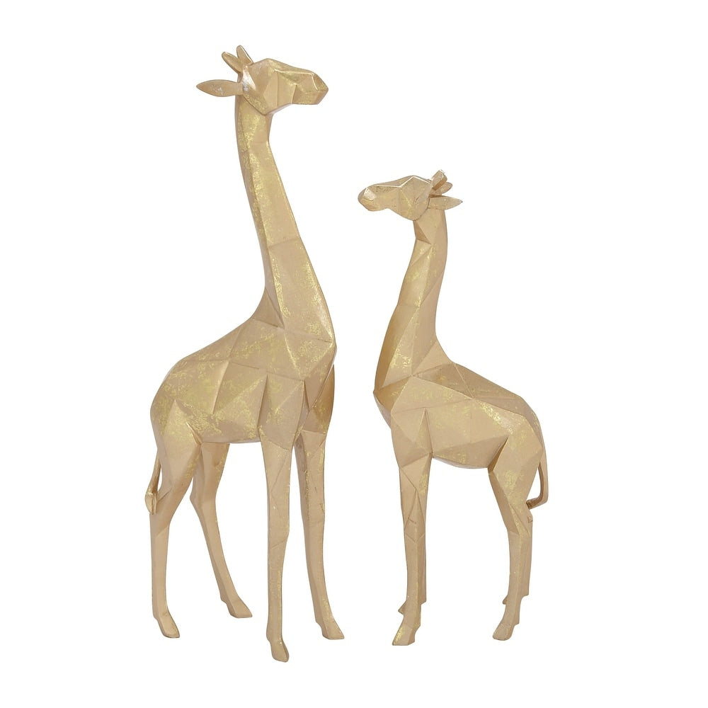 Polystone Modern Sculpture Giraffe (Set of 2) - S/2 12", 15"H