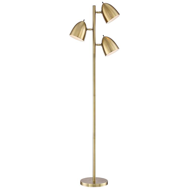 Gold Brass Finish Adjustable 3-Light Modern Floor Lamp