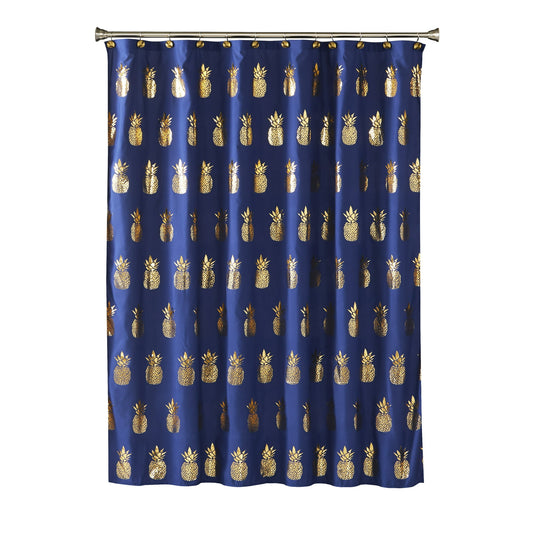 Pineapple Fabric Shower Curtain, Blue, 72" x 72"