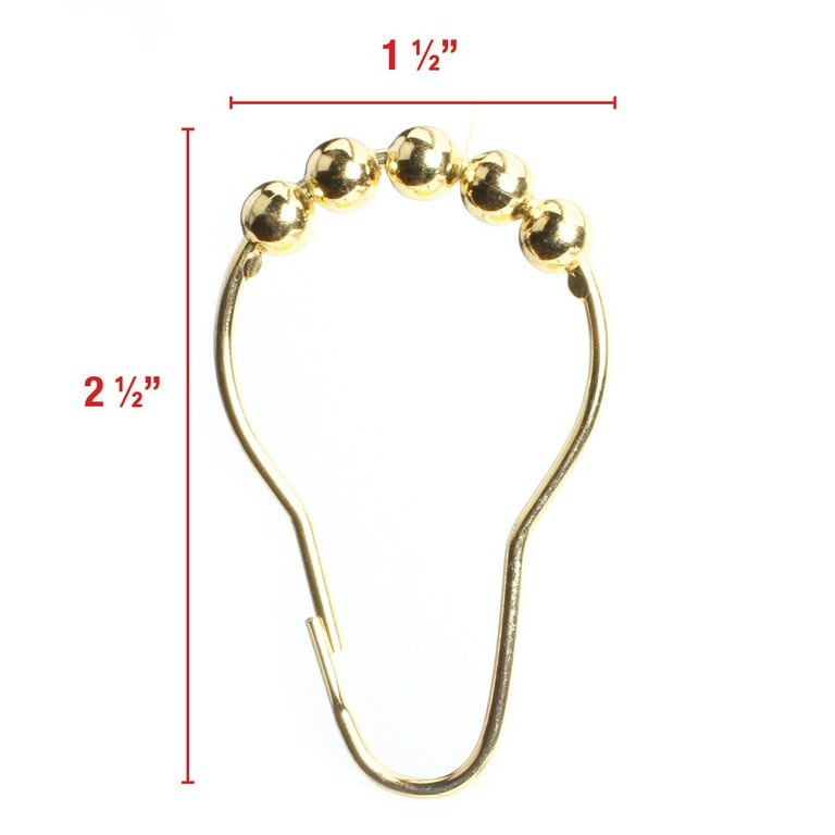 Shower Curtain Rings Hooks - Gold Finish - Premium 188 Stainless Steel | 13