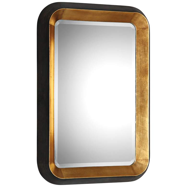 Antiqued Gold Leaf and Black 28" x 42 1/4" Wall Mirror