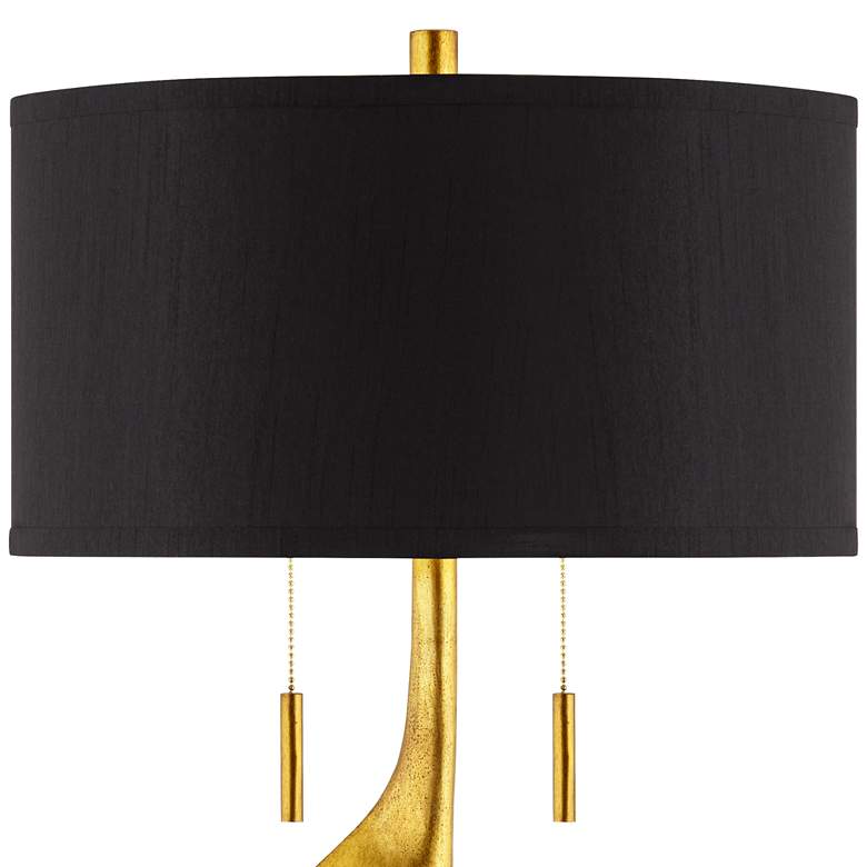 Athena Gold Leaf Modern Table Lamp with Black Shade .