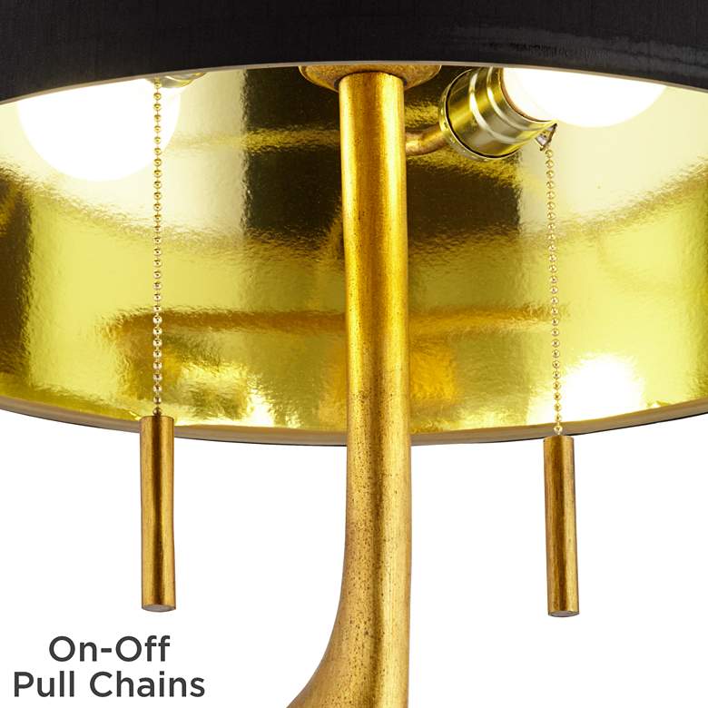 Athena Gold Leaf Modern Table Lamp with Black Shade .